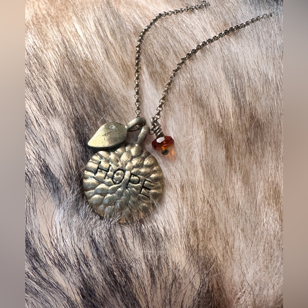 Lucky Brand Gold Tone Om Pendant Chain Necklace